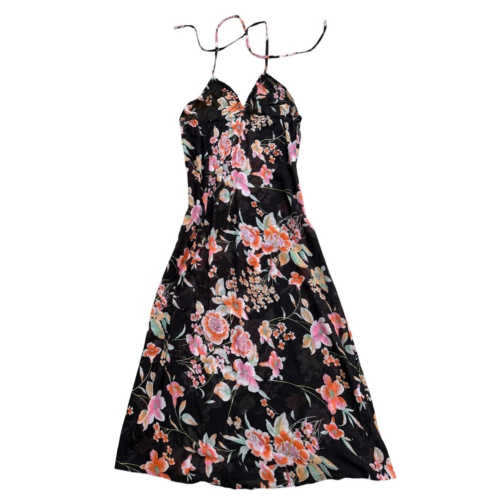Topshop Floral Slip Dress Halter Maxi Backless Formal S Vacation Wedding Guest - Picture 8 of 9